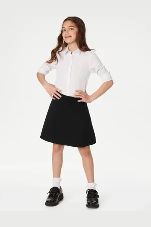 Marks & Spencer Girls Jersey School Skort (2-18 Yrs) - 11-12 - Black