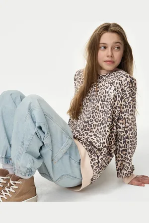 Marks & Spencer Girls Cotton Rich Animal Print Slogan Sweatshirt (6-16 Yrs) - 11-12 -