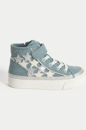 Marks & Spencer Kids Denim Star High Top Trainers (4 Small - 2 Large) - 1 LSTD -