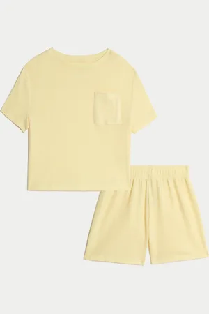 Marks & Spencer Cotton Blend Waffle Pyjamas (12 Mths-16 Yrs) - 7-8 Y -