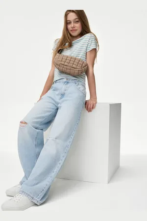 Marks & Spencer Girls Wide Leg Jeans (6-16 Yrs) - 7-8 Y