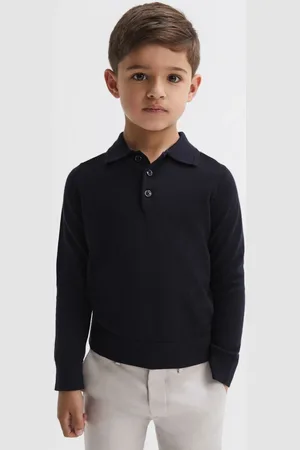 Reiss Boys Pure Merino Wool Knitted Polo Shirt (3-14 Yrs) - 4-5 Y - Dark Blue