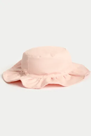 Marks & Spencer Kids Pure Cotton Frill Sun Hat (0-3 Yrs) - 0-3 M - Soft Pink