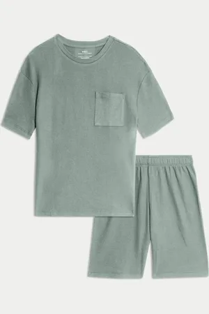 Marks & Spencer Cotton Blend Waffle Pyjamas (12 Mths-16 Yrs) - 4-5 Y - Green