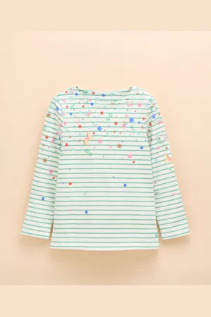 Joules Girls Pure Cotton Striped Top (1-11 Yrs) - 3 - Green Mix