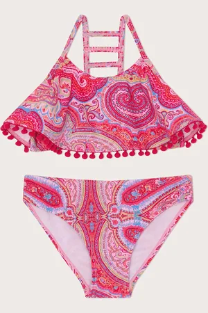 Monsoon Girls Paisley Frill Halterneck Bikini (3-15 Yrs) - 9-10Y -
