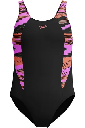 Speedo Girls Hyperboom Splice Muscleback Swimsuit (5-16 Yrs) - 15-16 - Black