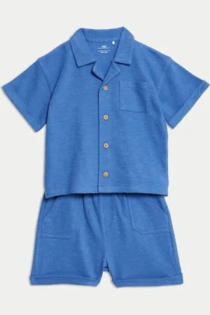 Marks & Spencer Boys 2pc Pure Cotton Shirt Outfit (0-3 Yrs) - 12-18 -