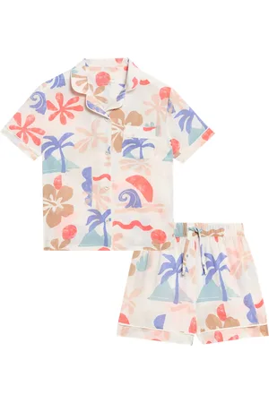 Marks & Spencer Girls Beach Graphic Satin Pyjamas (3-16 Yrs) - 6-7 Y -