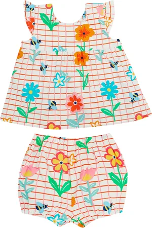 Frugi Girls 2pc Pure Cotton Floral Top & Bottom Outfit (0-24 Mths) - 18-24 -