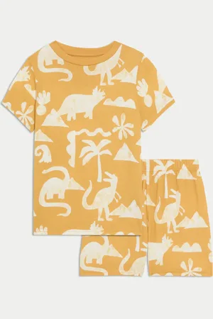 Marks & Spencer Boys Pure Cotton Dinosaur Short Pyjamas (1-3 Yrs) - 2-3 Y -