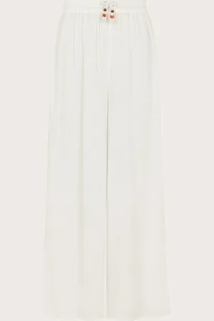 Monsoon Girls Crinkle Drawstring Wide Leg Trousers (7-15 Yrs) - 11-12 -