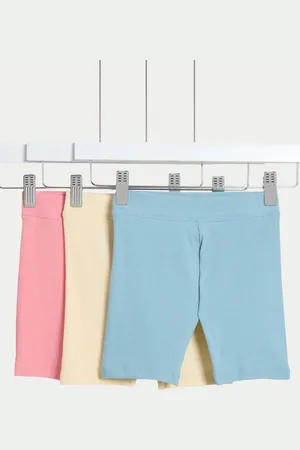 Marks & Spencer Girls 3pk Cotton Rich Cycling Shorts (2-8 Yrs) - 5-6 Y - Multi