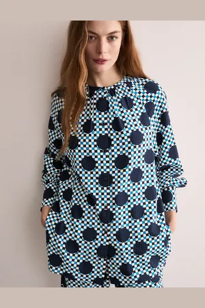 Jaeger Cotton Blend Gingham Spot Top - 10 -