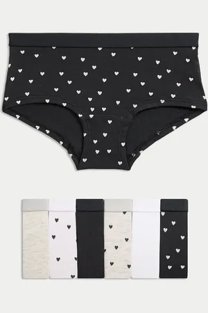 Marks & Spencer Girls 7pk Cotton Rich Heart Print Shorts (5-16 Yrs) - 13-14 -