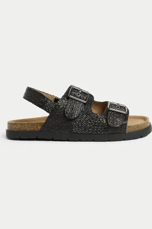 Marks & Spencer Kids Plain Double Buckle Footbed Sandals (4 Small - 6 Large) - 13 SSTD - Black