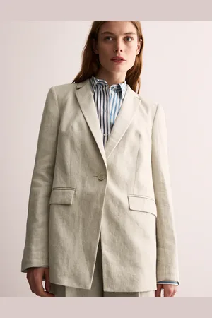 Jaeger Pure Linen Single Breasted Blazer - 12 - Oatmeal