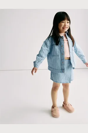 Marks & Spencer Girls Denim Striped Elasticated Waist Skort (2-16 Yrs) - 9-10Y -