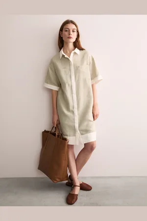 Jaeger Pure Linen Knee Length Shirt Dress - 16 -