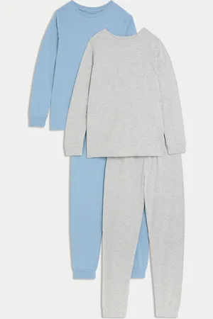 Marks & Spencer Boys 2 Pack Pure Cotton Pyjama Sets (6-16 Yrs) - 13-14 -