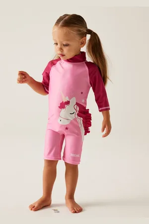 Regatta Girls Unicorn 3/4 Sleeve All In One Swimsuit (6 Mths - 6 Yrs) - 4-5Y -