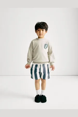 Marks & Spencer Boys 2pc Cotton Rich Sweatshirt and Shorts Set (1-8 Yrs) - 3-4 Y - Green Mix