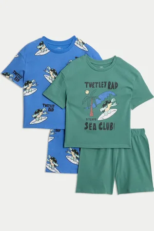Marks & Spencer Boys 2 Pack Pure Cotton Turtle Pyjama Sets (1-8 Yrs) - 3-4 Y -