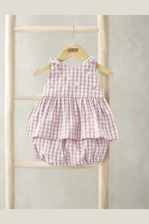 Mamas & Papas Girls 2pc Cotton Blend Check Top & Bottom Outfit (0-3 Yrs) - 12-18 -