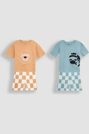 JoJo Maman Bébé Boys 2 Pack Pure Cotton Safari Animal Pyjamas (1-6 Yrs) - 2-3 Y -