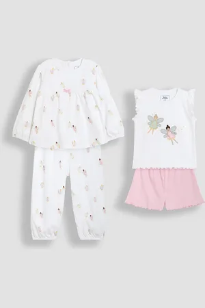 JoJo Maman Bébé Girls 2 Pack Pure Cotton Fairy Pyjama Sets (1-6 Yrs) - 12-18 -
