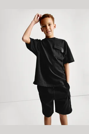 Marks & Spencer Boys 2pc Pure Cotton Sports Top & Bottom Set (2-16 Yrs) - 10-11 - Black