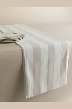Marks & Spencer Cotton Rich Striped Table Runner - Natural Mix
