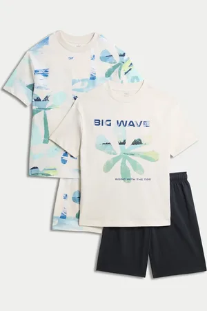 Marks & Spencer Boys 2 Pack Pure Cotton Graphic Pyjama Sets (6-16 Yrs) - 13-14 -