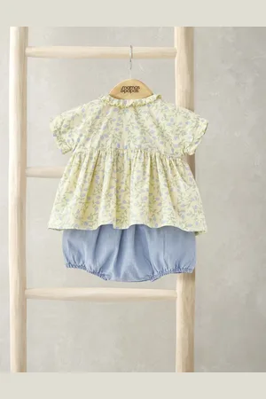 Mamas & Papas Girls 2pc Pure Cotton Floral Top & Bottom Outfit (0-3 Yrs) - 0-3 M -