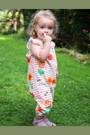 Frugi Girls Pure Cotton Floral Playsuit (0-24 Mths) - 3-4 Y -