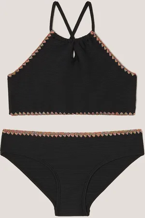 Monsoon Girls Rainbow Trim Ribbed Halterneck Bikini (7-15 Yrs) - 7-8 Y -