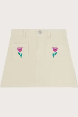 Monsoon Girls Denim Tulip Embroidered Skirt (3-13 Yrs) - 9-10Y -