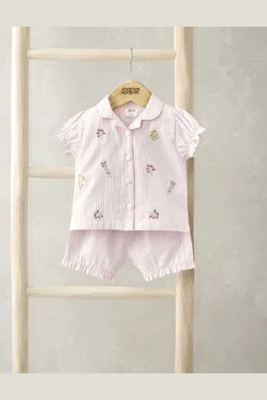 Mamas & Papas Girls Pure Cotton Striped & Floral Pyjamas (3-36 Mths) - 12-18 -