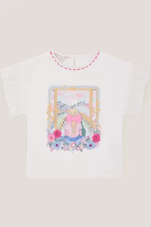 Monsoon Girls Pure Cotton Applique T-Shirt (3-13 Yrs) - 7-8 Y -