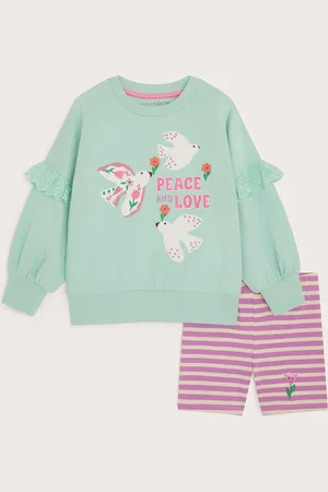Monsoon Girls 2pc Pure Cotton Slogan Top & Shorts Outfit (3-13 Yrs) - 3-4 Y -