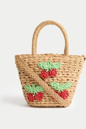 Marks & Spencer Kids Cherry Straw Basket Bag -