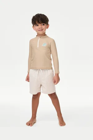 Marks & Spencer Boys Striped Swim Shorts (2-8 Yrs) - 4-5 Y - Neutral