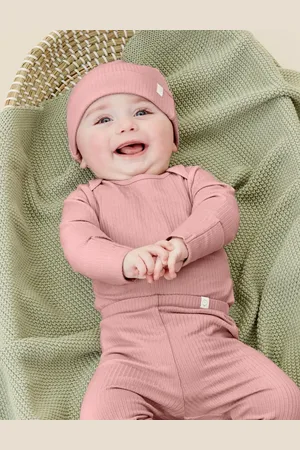 Mori Baby 2 Pack Cotton Blend Ribbed Hats (0-12 Mths) - 6-12M - Pink