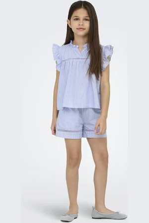 ONLY Girls Pure Cotton Striped Ruffle Detail Top (8-14 Yrs) - 14y -