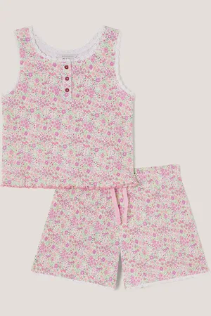 Monsoon Girls Pure Cotton Floral Pyjamas (2-13 Yrs) - 7-8 Y -