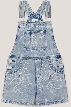 Monsoon Girls Denim Unicorn Dungarees (3-13 Yrs) - 8y -