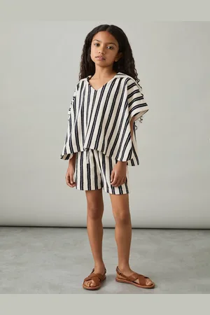 Reiss Girls 2pc Cotton Blend Striped Top & Shorts Outfit (4-14 Yrs) - 11-12 -