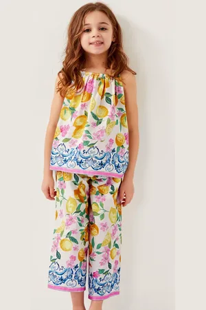 Monsoon Girls Pure Cotton Lemon Print Top & Bottom Outfit (3-15 Yrs) - 7-8 Y -