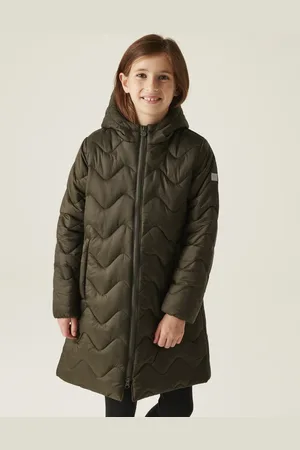 Regatta Girls Cambrie Hooded Padded Coat (3-14 Yrs) - 13Y - Green Mix