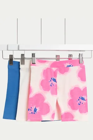 Marks & Spencer Girls 3pk Cotton Rich Floral Cycling Shorts (2-8 Yrs) - 3-4 Y -